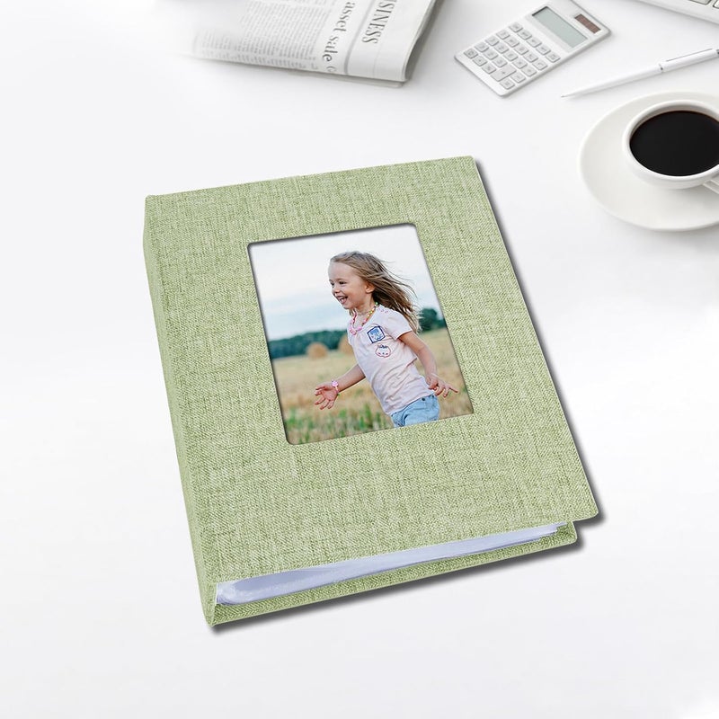 Sprsthai 4x6 Small Photo Album Photos Book, Linen Cover Photo Album, 50 Page Holds 100 Pictures, photobook for Anniversaries Vacations, Green - Image 2
